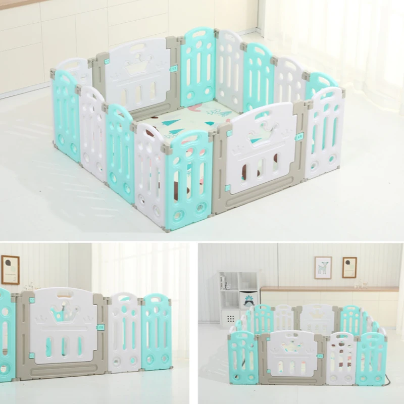 10Panels Baby Safety Playpen with Free Mat Kids Safety Guardrail Ball Pool Pit Indoor Activity Play Center Crawling Fence