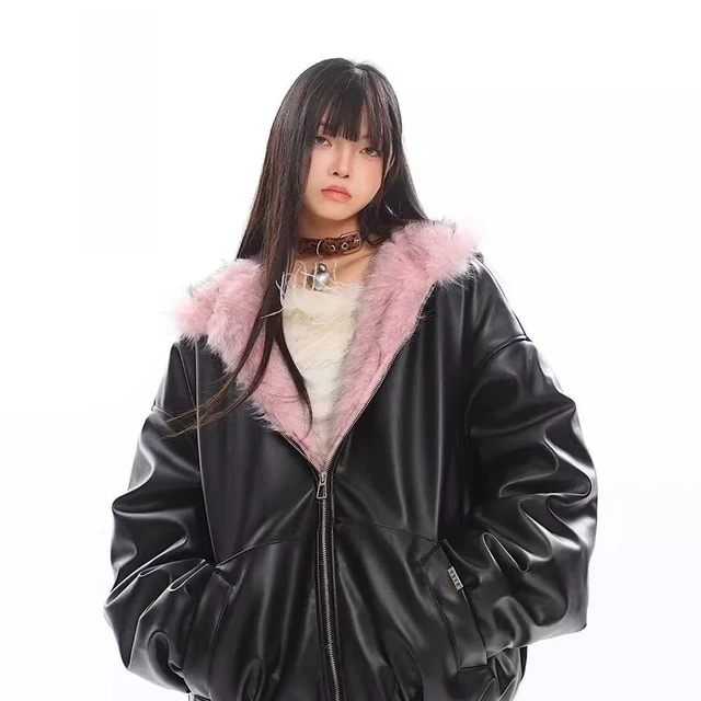 Korea Fuax Fur Hooded Parkas Y2K Coats Vintage Thicken Loose Casual Chaqueta Tops Fashion Snow Wear Women Jackets Abrigos 2025 3