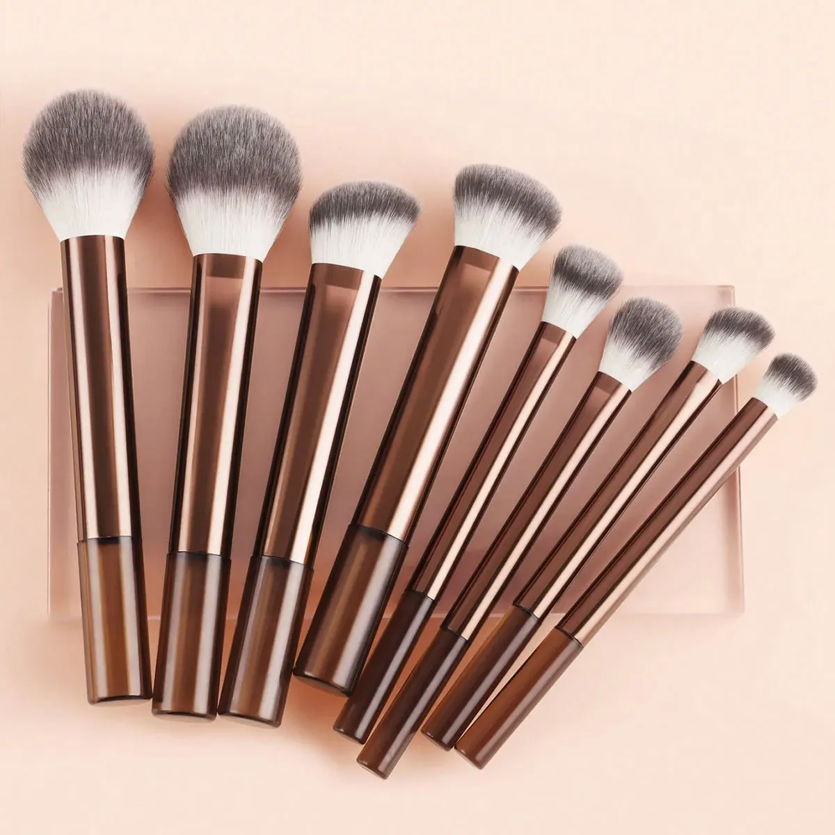 Professional Multifunctional Makeup Brush Set, 8pcs Long-Handle Makeup Brushes Including Powder, Blush, Foundation, Contour, Nos 4