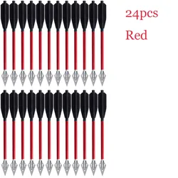 Aluminum Crossbow Bolts with Steel Broadheads for Outdoor Hunting and Target Shooting (24pcs Red)