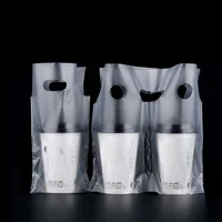 Milk Tea Takeaway Packaging Bag Beverages Coffee Single Cup Double Cup Bag Disposable Transparent Plastic Portable Packaging Bag 1