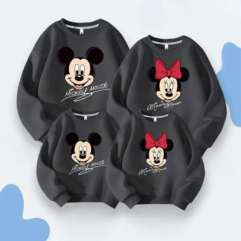 Parent Child Outfit Family of Three Spring and Autumn Hoodie With Cartoon Print  New High-end Mother and Child Outfit Autumn 3