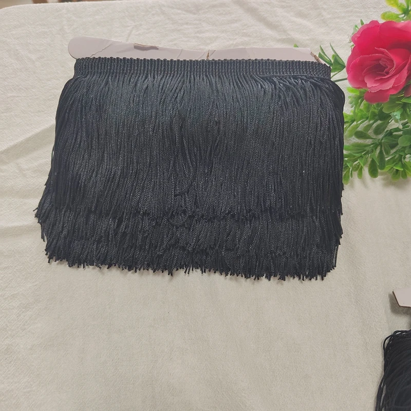 10/15/20/25/30cm 길이 10 미터 블랙 프린지 트림 술 Vestido Flecos Borlas De Seda Borlas Flecos Tasseles 트림 액세서리
