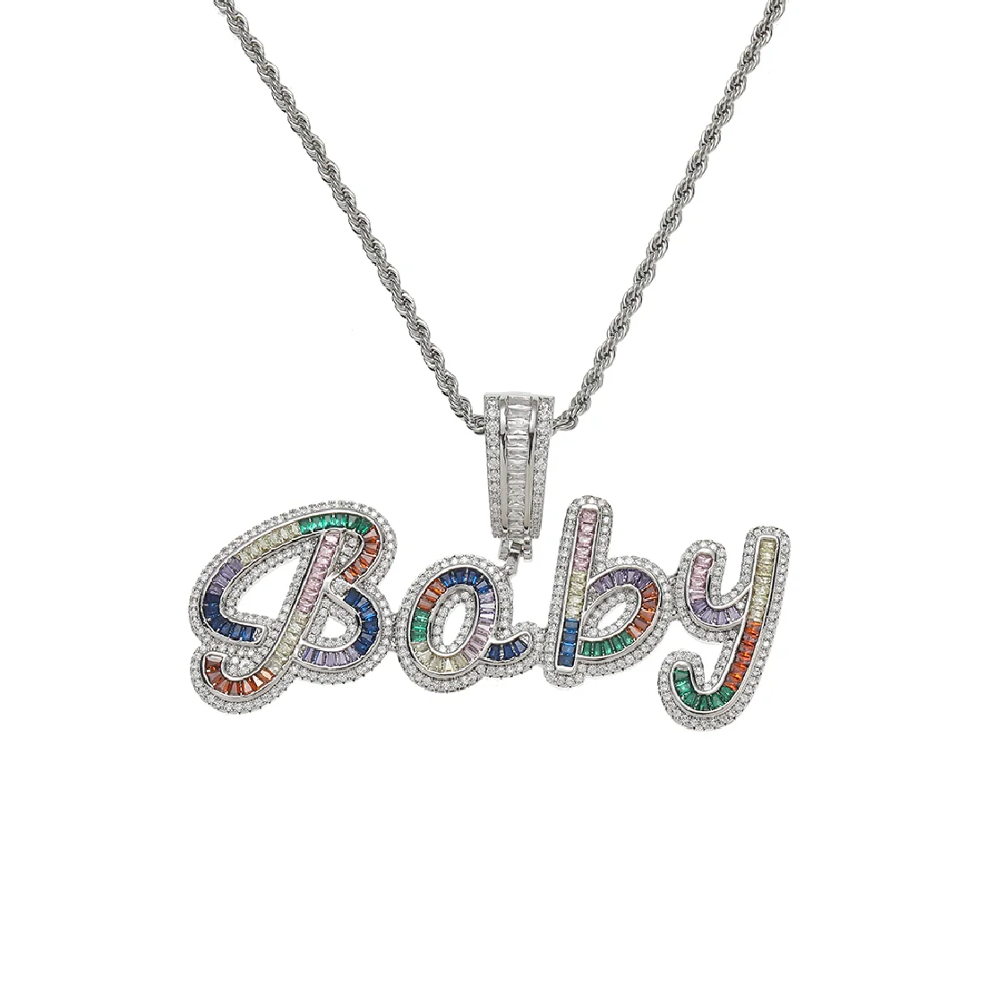 

Colorful CZ Customize Capital+Lower case Letter Pendants Men And Women Custom Name Necklace CP39