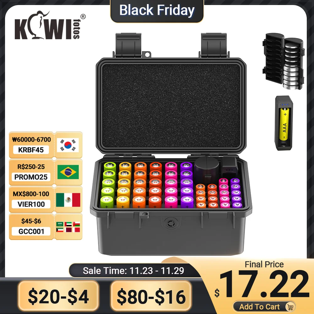 MultiSlots1865021700BatteriesContainerAAAAACoinBatteryCaseHolderwithBatteryTester