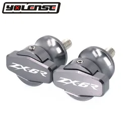 Motorcycle CNC M8 Swingarm Sliders Spools Paddock Stand Bobbins (Gray - ZX6R)