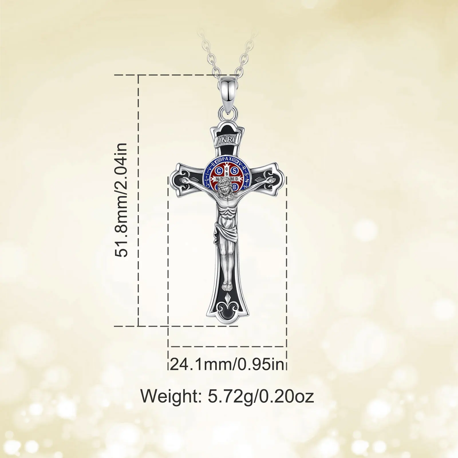 Holy Armor Benedictine Cross Silver Necklace - Image 2