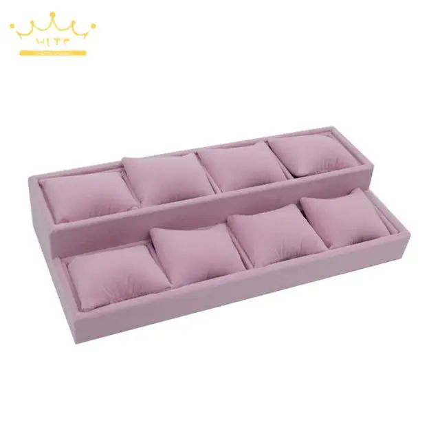 Bracelet Watch Display Tray Jewelry Holder Grey Velvet Tray Jewelry Pillow Display Prop Watches Bangle Ring Showcase Tray Plate