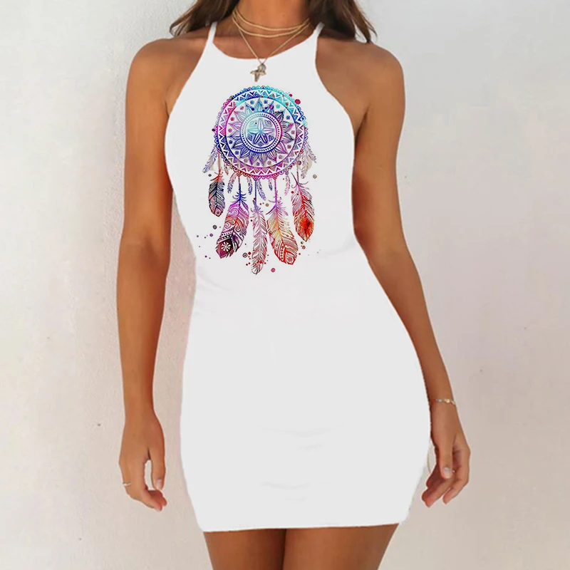 

Женская ночная рубашка с принтом «Ловец снов», без рукавов