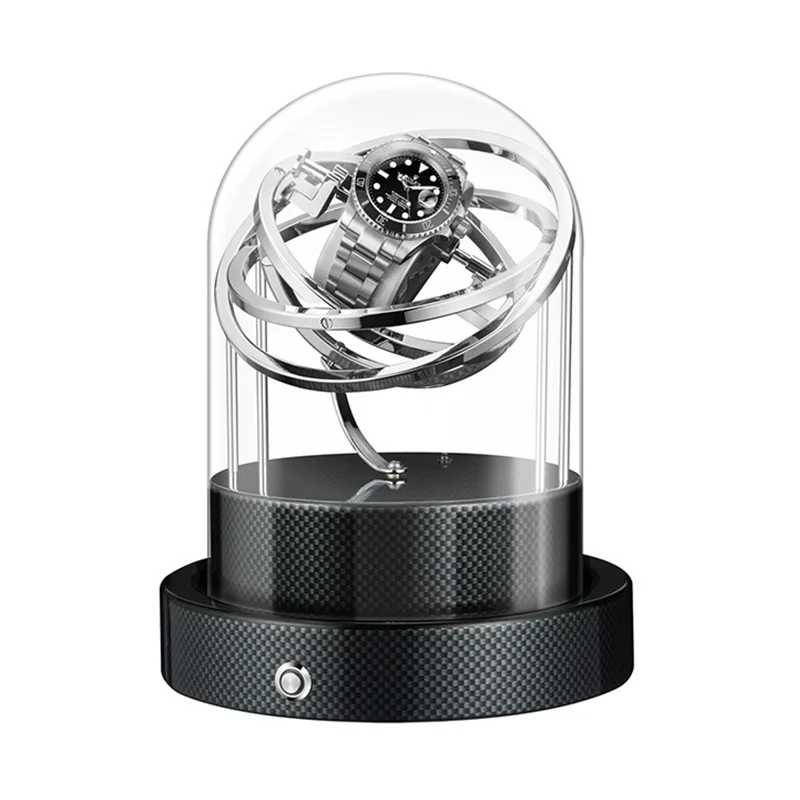 

1Pcs Vintage Automatic Single Watch Winder Wooden Striped Base Multi-Function Storage Box Mechanical Watch Collection