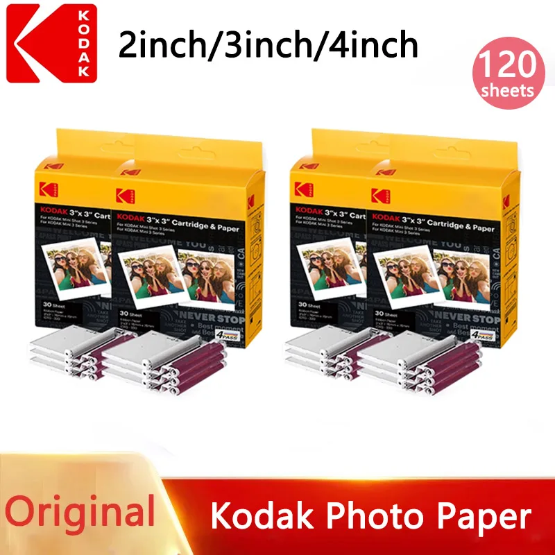 코닥 포토 프린터 포토 용지 2/3/4인치 일회용 이미징 포토 용지 리본 통합 60/80/120매 C210R/C300RPD460용