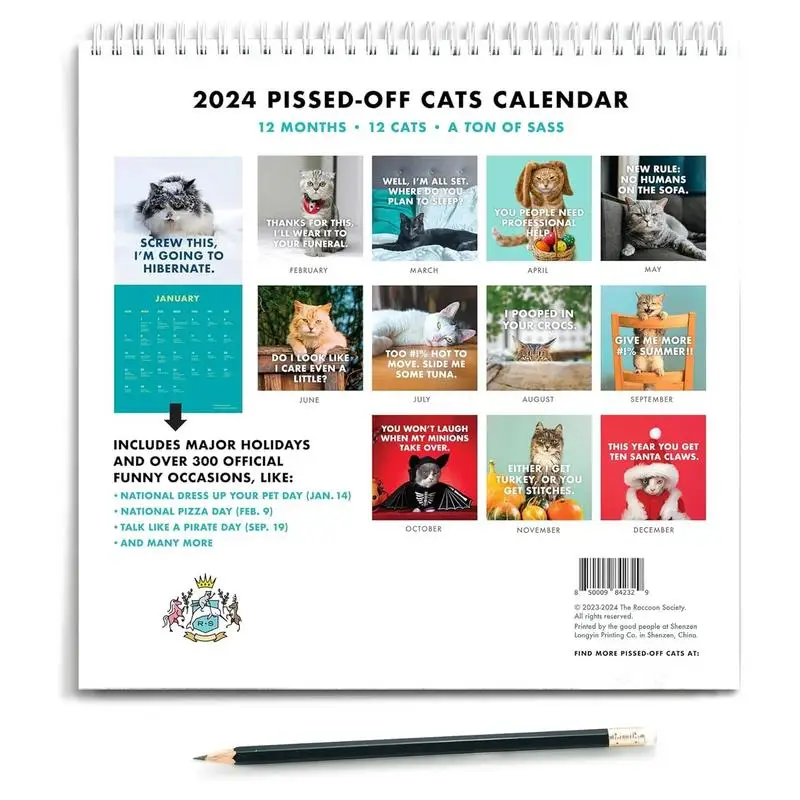 2024 Pissed-Off Cats Calendar Funny Monthly Calendar Planning Calendars  Wall Desk Decoration Sassy Holiday Gift For Cat Lovers - AliExpress
