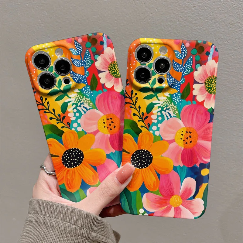 Elegant Floral Shockproof Phone Case with Hard PC Bumper Cover