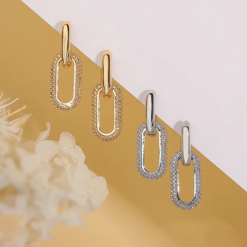 Trend Ins Wind Alloy Geometric Double Round Earrings
