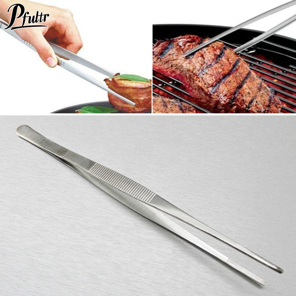 Tweezer Tool Barbecue Tweezers 1Pcs 25cm/ 30cm Silver Stainless Steel Long Food Tongs Straight Tweezers Kitchen Tool