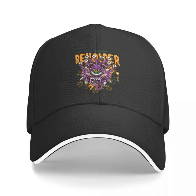 

Beholder And Dices DND Game Washed Men's Baseball Cap Sunprotection Trucker Snapback Caps Dad Hat Golf Hats