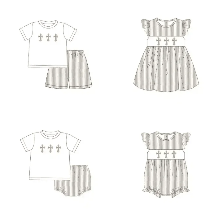 

Пасхальный бутик, Детский комплект, юбка с жемчужным перекрестным принтом, клетчатые шорты для девочек и мальчиков, детский комбинезон