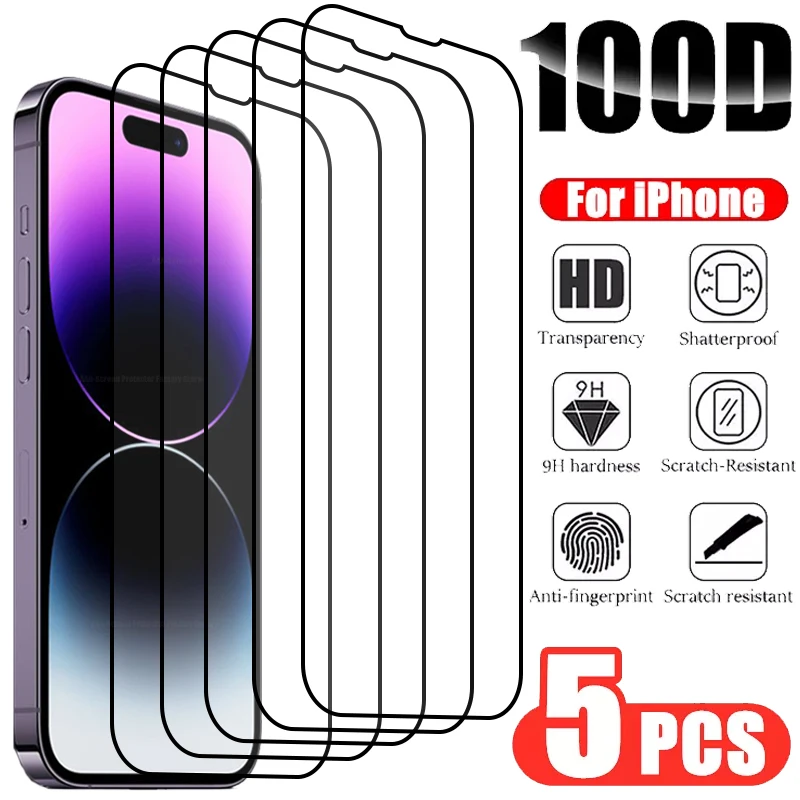 5PcsProtectiveTemperedGlassForiPhone111213ProMaxScreen