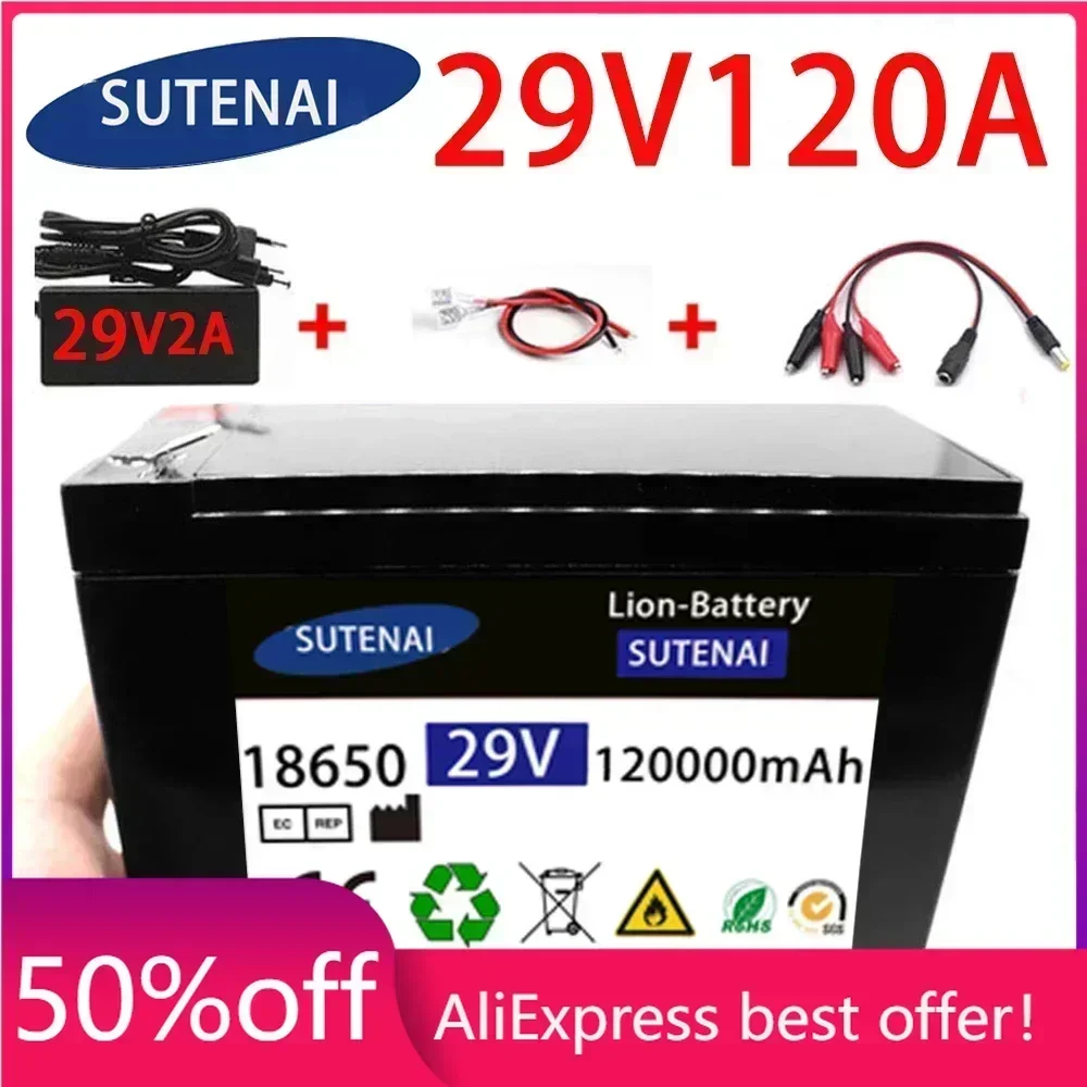 

29v 120A Li Ion 18650 Battery Electric Vehicle Lithium Battery Pack 24V- 29V 35Ah 120Ah Built-in BMS 30A High Current