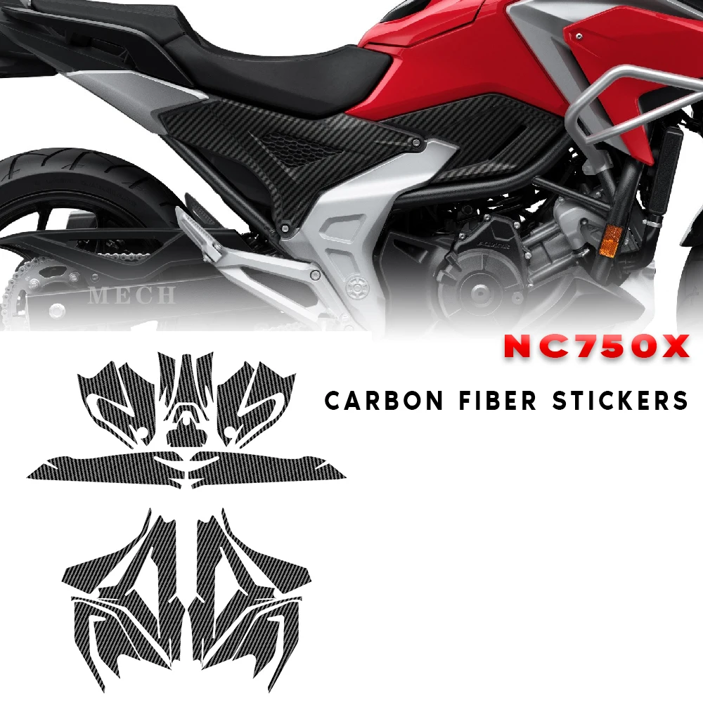 Motorcycle Fuel For Honda NC750  NC 750 X  NC750X 2021 2022 Carbon Fiber Pattern Stickers Decal 5D pattern printing stand card slots design tablet leather case cover for ipad mini 2021 butterflies and stars