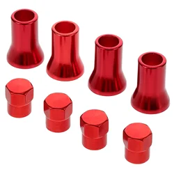 Red Rubber Tire Valve Stem Caps with Sleeves - Decorative Barrel Design for Car and Truck Wheels (8 Pcs) (Red)