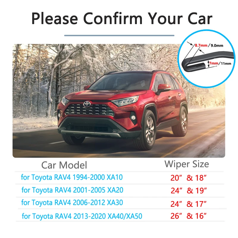 For Toyota RAV4 1994~2020 XA10 XA20 XA30 XA40 XA50 RAV 4 2000 2006 2012 2013 2018 Wipers Blade Car Accessories Windshield Wipers