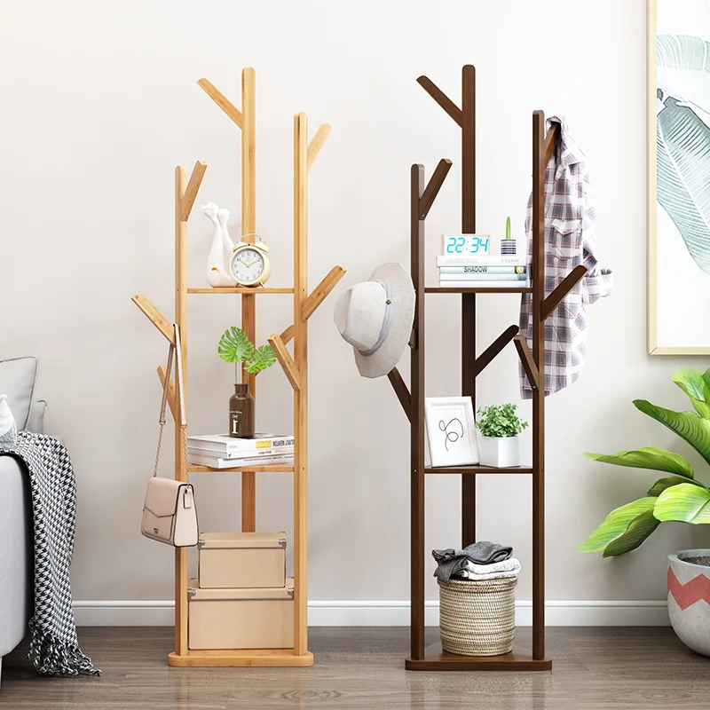 Coat Hanger Iron Clothing Rack for Living Room Bamboo Wall Shelf Furniture Clothes Arara Porte Manteau Mural Racks Metal Wearing