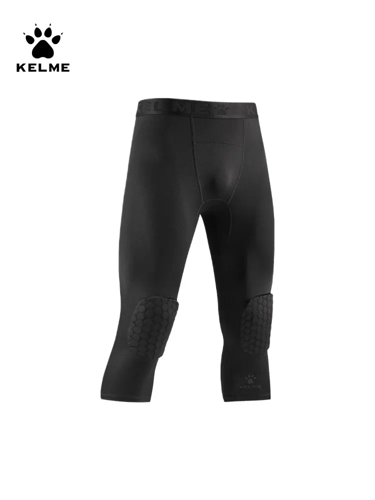 Kelme Knee Protection Basketball Capris Men's Honeycomb Anti-collision Belt Leg Protection Training Leggings