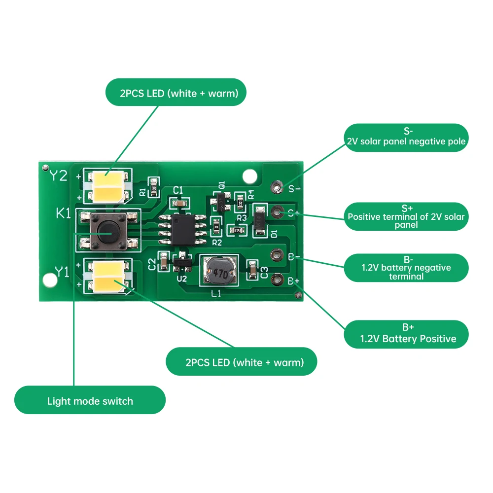 Circuito Per Lampada Solare Fiamma 1.2V: Scheda Di Controllo LED Con Batteria Ni-MH E Pannello 2V, Perfetto Per Progetti Fai-da-te E Decorazioni Da Giardino - 3