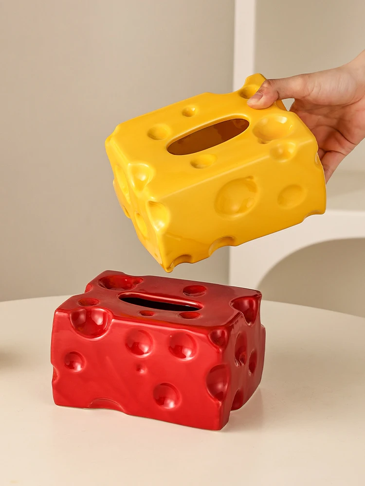 

Cheese Napkin Pumping Paper Box Home Creative Paper Pumping Box Cream Ceramic Tissue Box Living Room Light Luxury Decoration