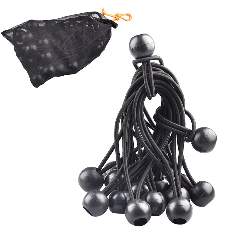 12pcs Bungee Cord Ball Tarp Canvas Tarpaulin Flagpole Ties Cord Ends Elastic Rope Lace Fixed Boat Pole Camping Tent Accessories bungee cords camping tent accessories