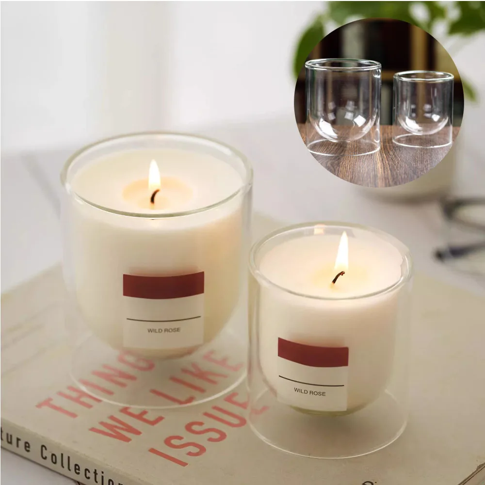 Double Class Candle Holder Candle Making Container Tea Cup Candlestick Set Home Bedroom Simplicity Decor DIY Office Scented Gift