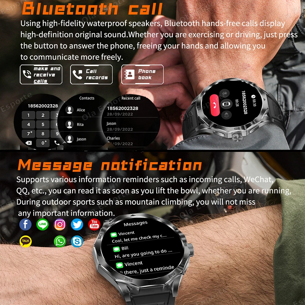 New Outdoor Smart Watch Men 710mAh Large Capacity Battery Bluetooth Call Heart Rate Health Monitor 100+ Sport Fitness Smartwatch