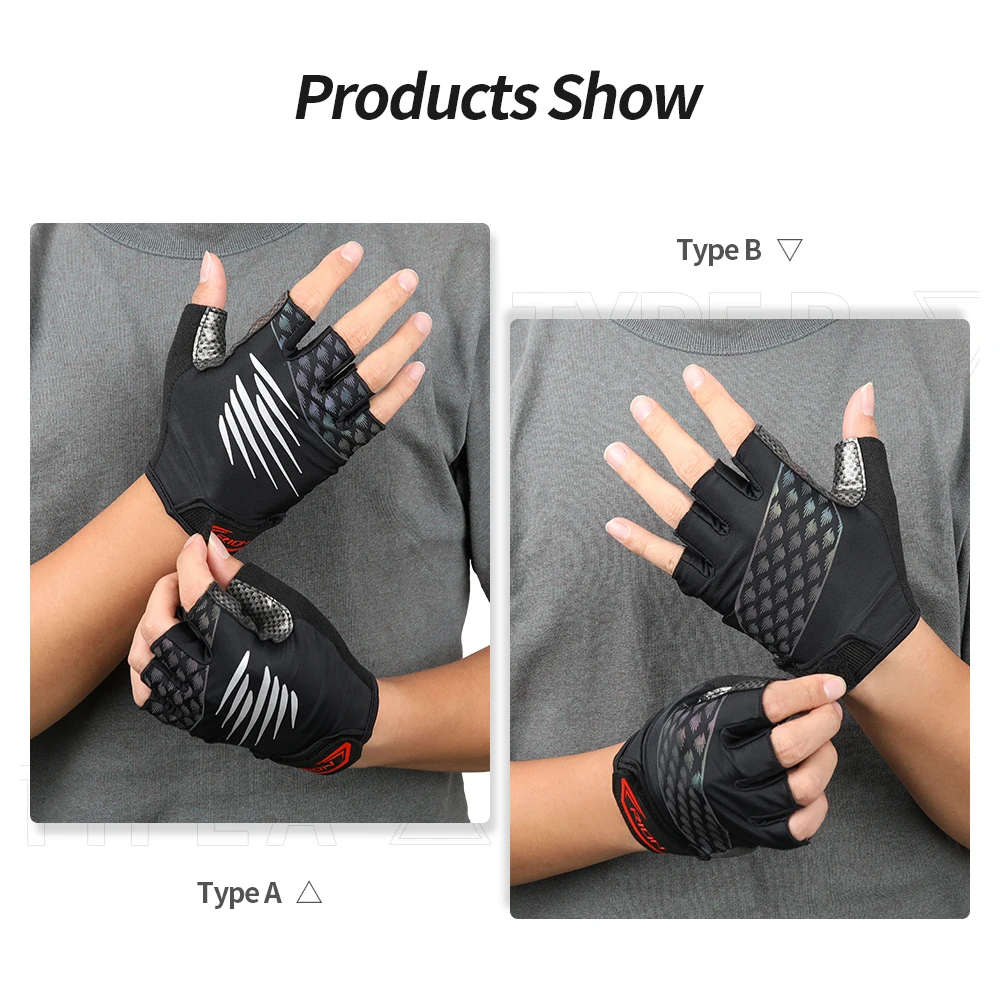 RION Men's Shockproof Gel Pad Cycling Glove Half Finger Sport Gloves Summer Bicycle Gym Fitness  MTB Bike Fingerless Motorcyclis 6