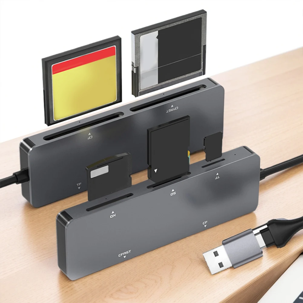 5 in 1 멀티 메모리 카드 리더, C타입 및 USB A, 윈도우 XP, 비스타, 7/8 맥 OS용, 5Gbps CFast, XD, CF, SD, TF 리더
