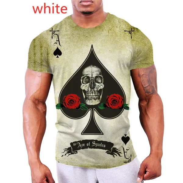 

2024 Men Funny Playing Card Short Sleeve Cool T-Shirts 3D Print Colorful T-Shirt