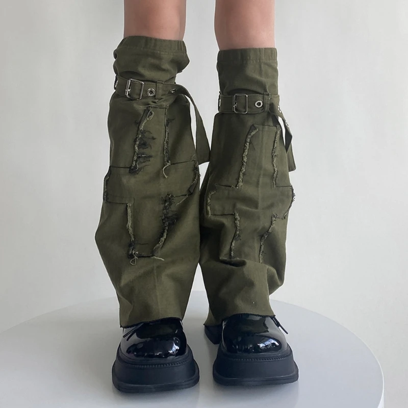 

Y2k Girl Green Flared Cowboy Leg Covers Leg Warmer Socks Harajuku Punk Boot Cover Socks Dropshipping