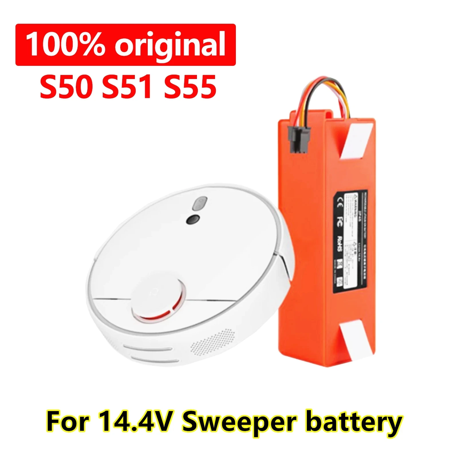 Vacuum Cleaner Battery Original Replacement Battery BRR-2P4S-5200D for XIAOMI 1S 1ST Roborock SDJQR01RR Sweeping Mopping Robot Vacuum Cleaner 6500mAh