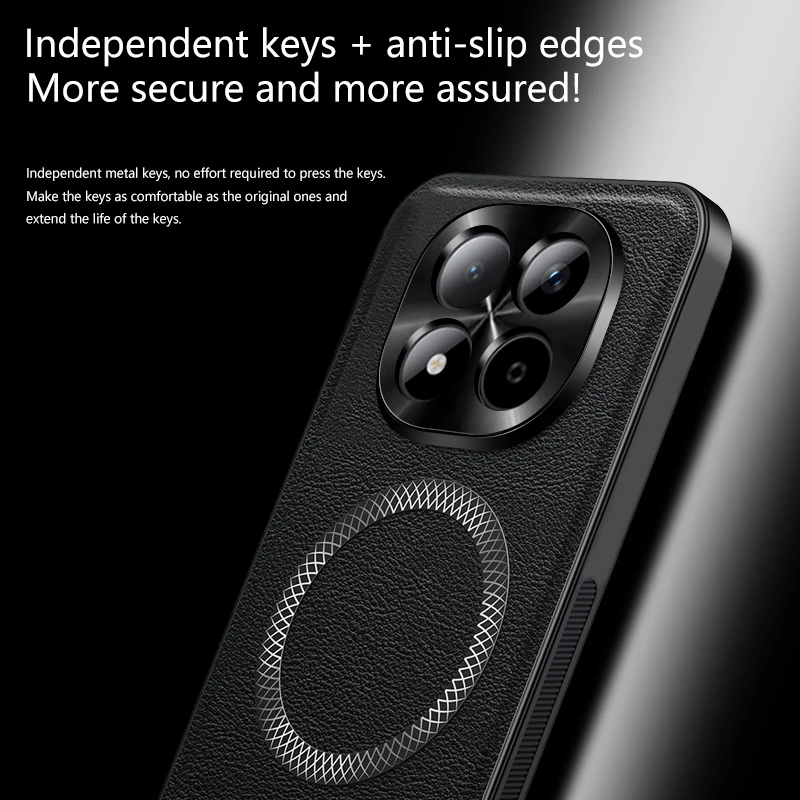 Magnetic Shockproof Leather Phone Case with Metal Camera Protector