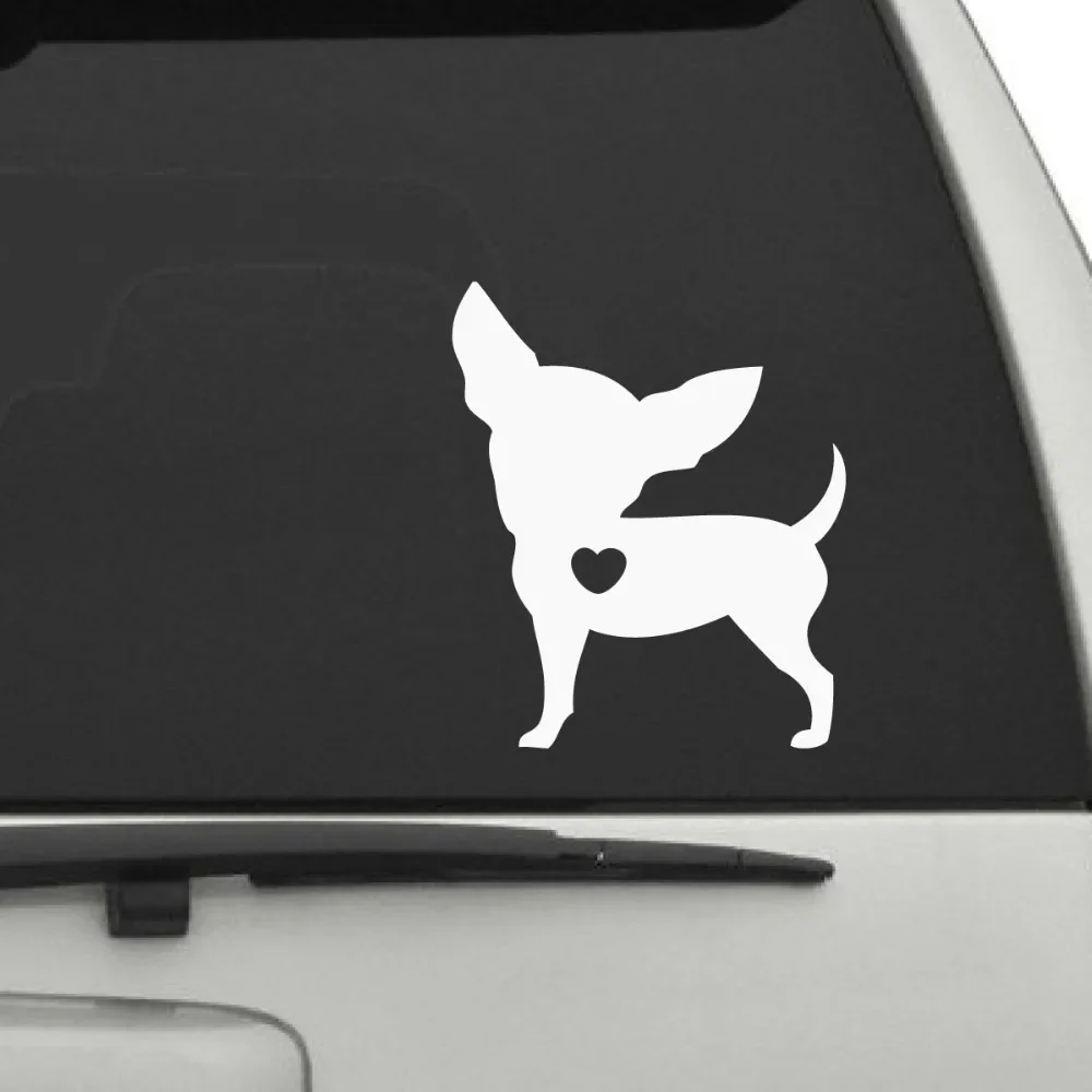 I Love My Chihuahua Dog Animal Black/white Dog Car Sticker Waterproof Decals Car Styling Accessories Window Decor,12x10cm