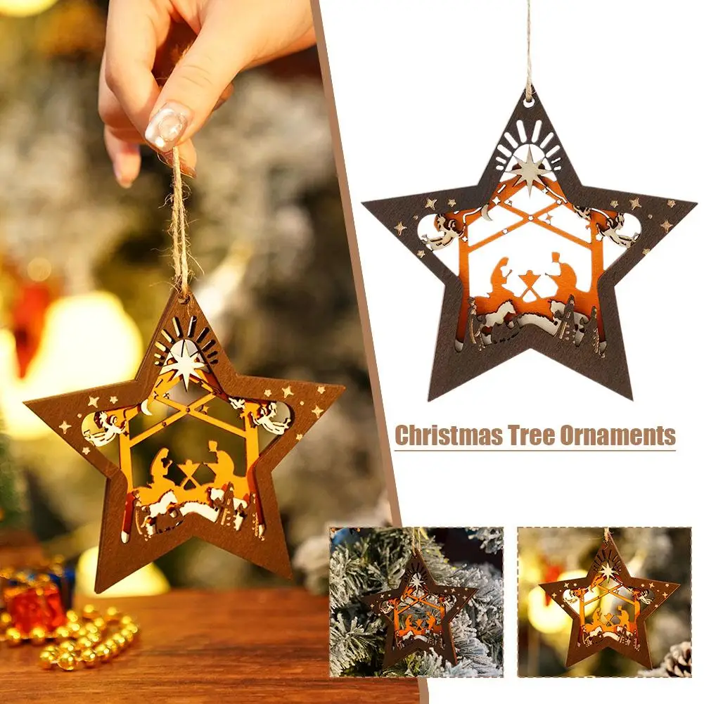 

Jesus Birth Celebration Decoration Wooden Christian Christmas Star Ornament Eco-friendly Nativity Scene for Xmas for Family X0Z7