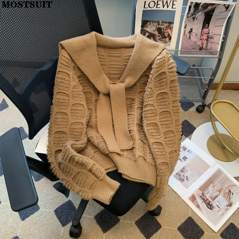 

Vintage Stylish Thicken Knit Sweater Women Pullover Tops Autumn Winter Long Sleeve O-neck Fashion Solid Loose Ladies Jumper 2023