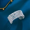 CWWZircons Luxury Statement Chunky Cubic Zirconia Pave Wide Big Bridal Wedding Cuff Bangles for Women Dubai Gold Color BG067 4