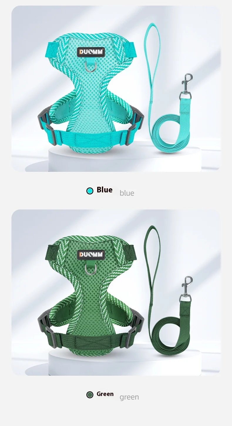 Breathable Reflective Dog Harness for Small Medium Dogs Cats Patterned Comfortable Adjustable Pet Vest with Leash