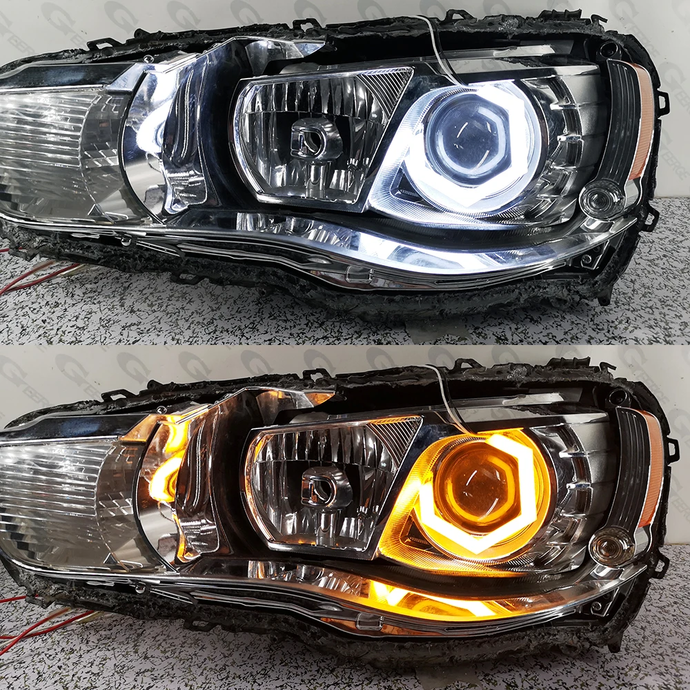 For Mitsubishi lancer 10 X EVO Hexagon Hex LED Angel Eyes