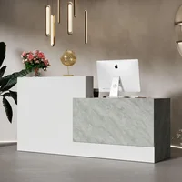Reception Desk with Shelves,Modern Reception Table with Storage,Front Counter Table Checkout Table Retail Counter Reception Room 1