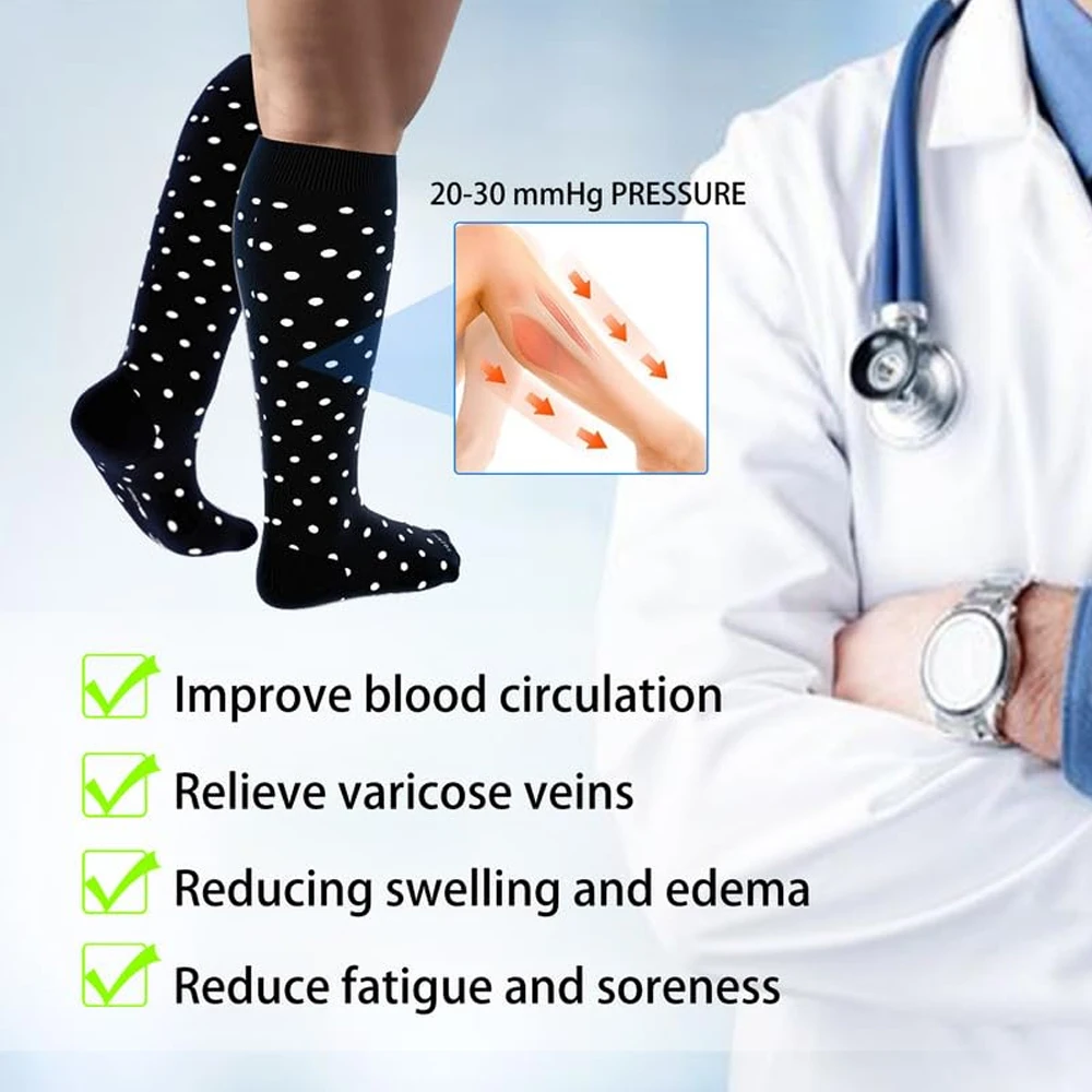 6Pairs Compression Socks Women Men Circulation-Compression Socks 20-30 mmHg Best For Running,Athletic,Circulation,Nursing,Travel