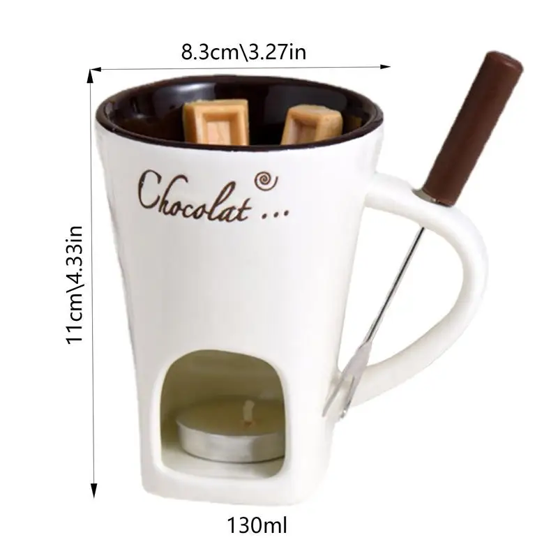 Chocolate Fondue Mug Set 130ml Personal Chocolate Fondue Mug Creative Melt Hot Pot Cup for Cheese Butter Cute