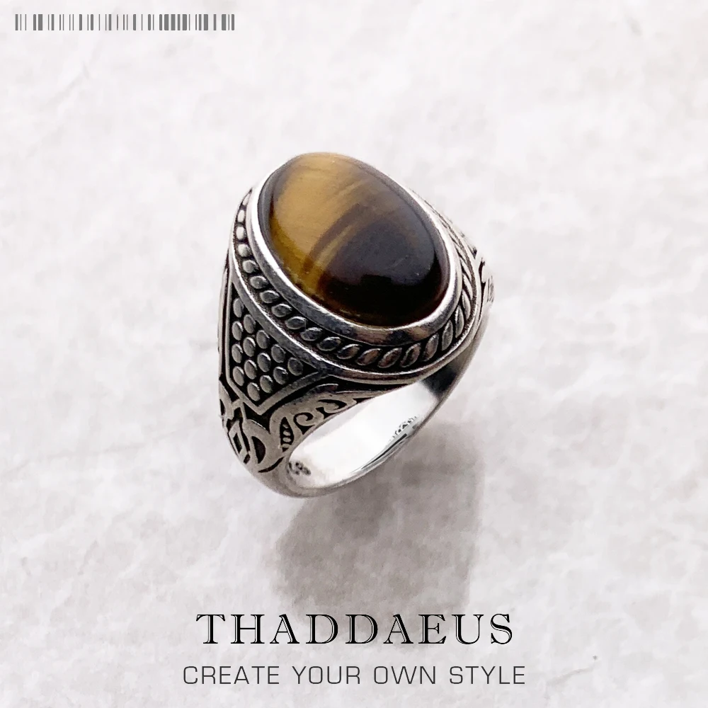 Ring Brown Oval Europe Style Fine Jewelry For Women Men Summer Vintage 925 Sterling Silver Powerful Gift silver ring silver rings