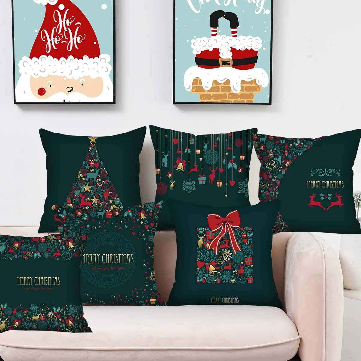 

Christmas Luxury Decor Pillow Cover Christmas Tree Print Pillowcase 45x45 2023 Xmas Flower Cushion Cover Bedroom Garden B0294G